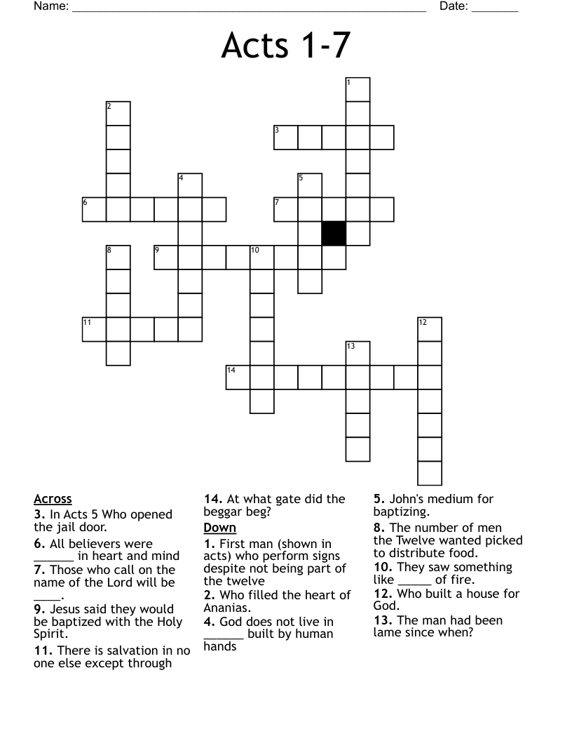 Acts 1-7 Crossword