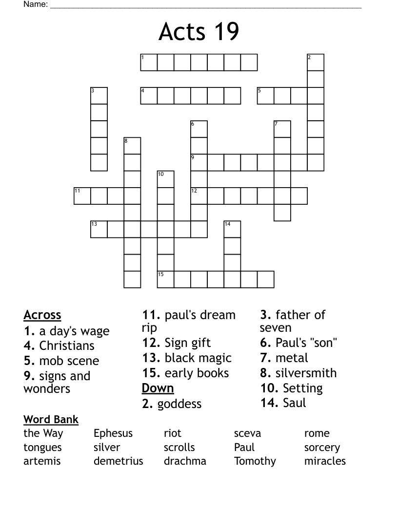 Acts 19 Crossword