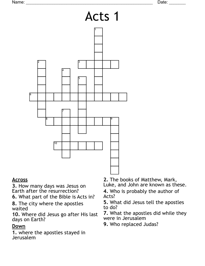 Acts 1 Crossword