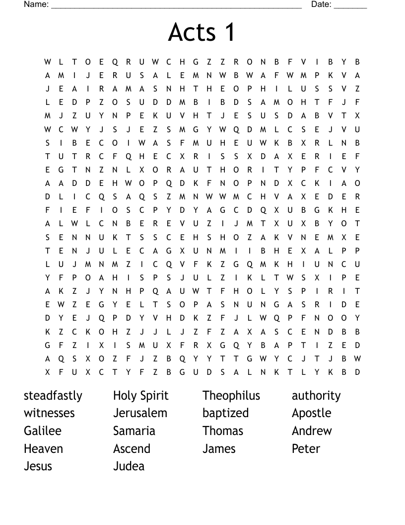 Acts 1 Word Search