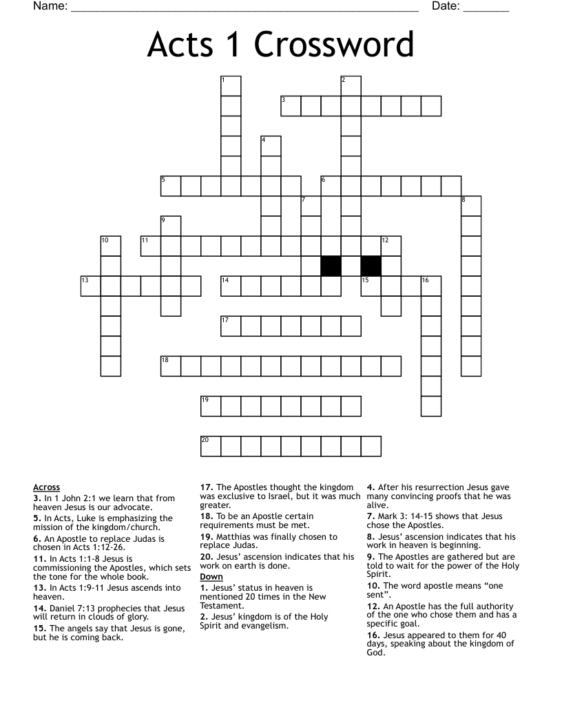 Acts 1 Crossword