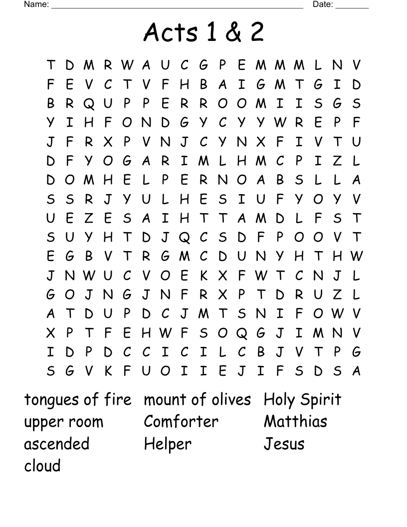 Acts 1 & 2 Word Search