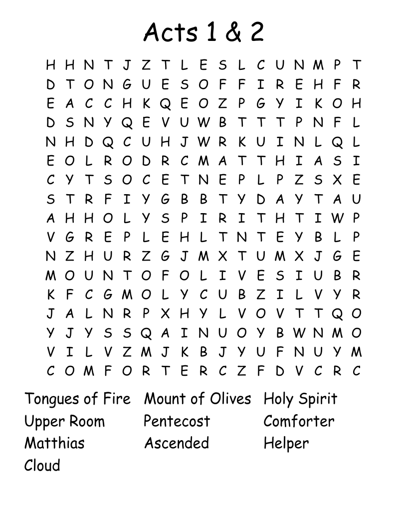 Acts 1 & 2 Word Search