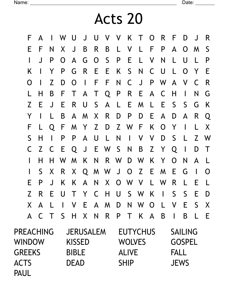 Acts 20 Word Search