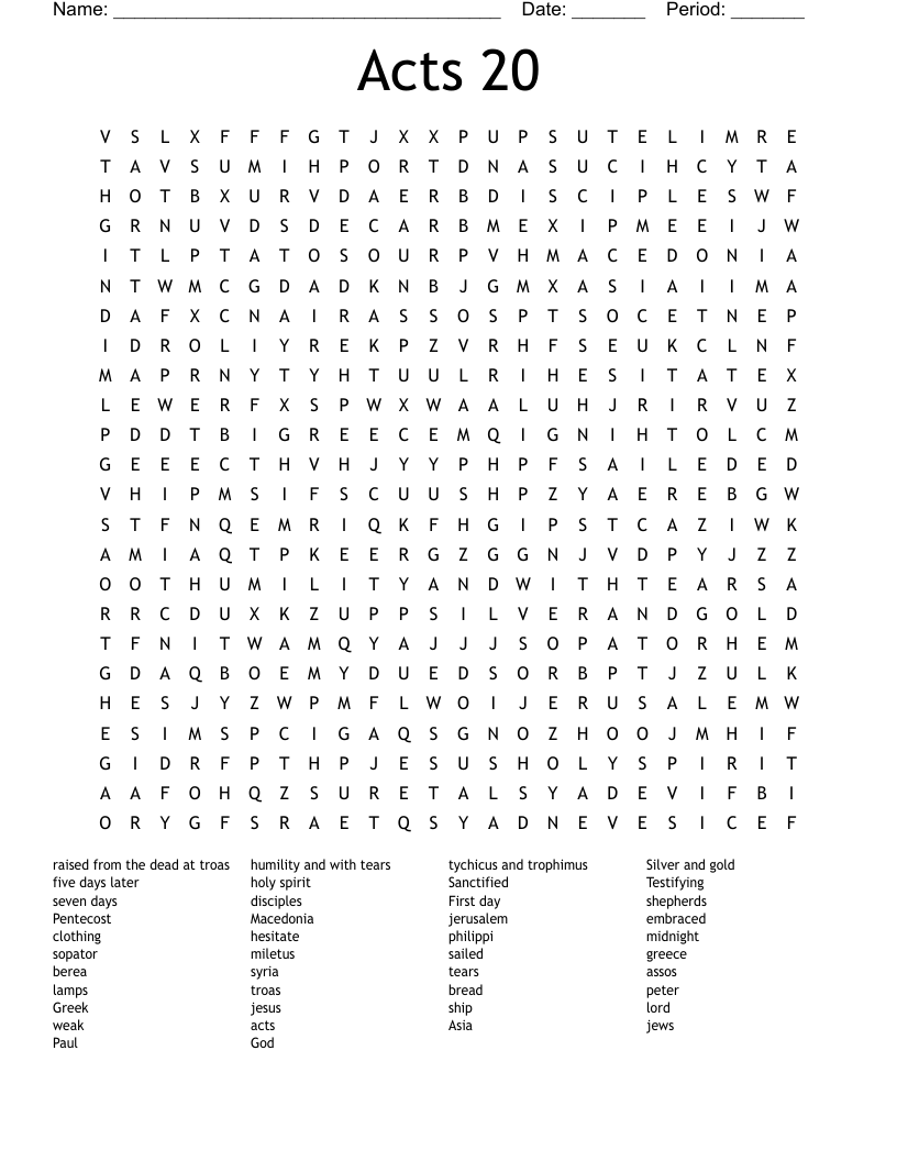 Acts 20 Word Search