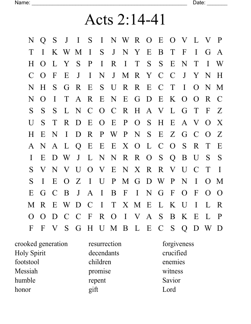 Acts 2:14-41 Word Search