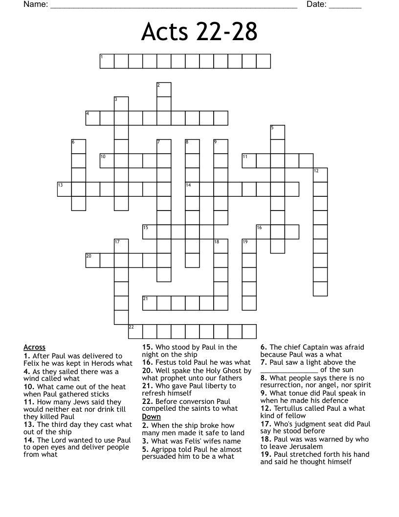 Acts 22-28 Crossword