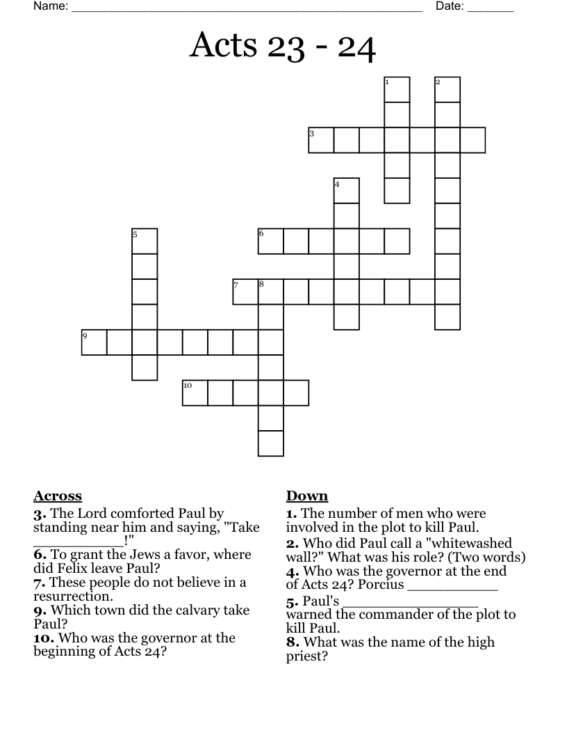 Acts 23 - 24 Crossword