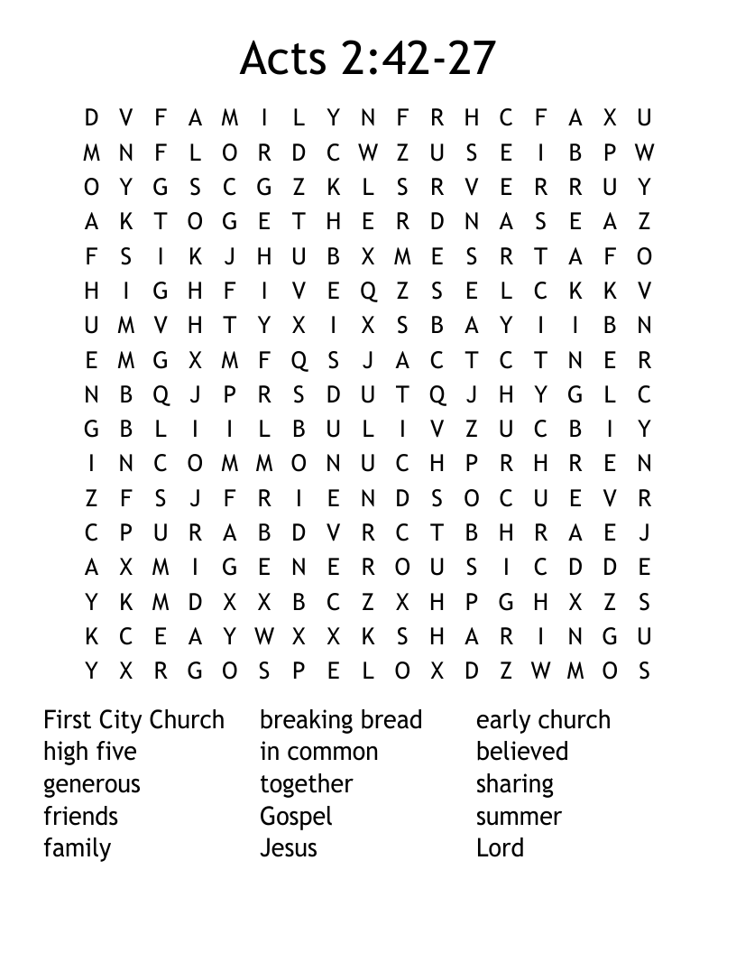 Acts 2:42-27 Word Search