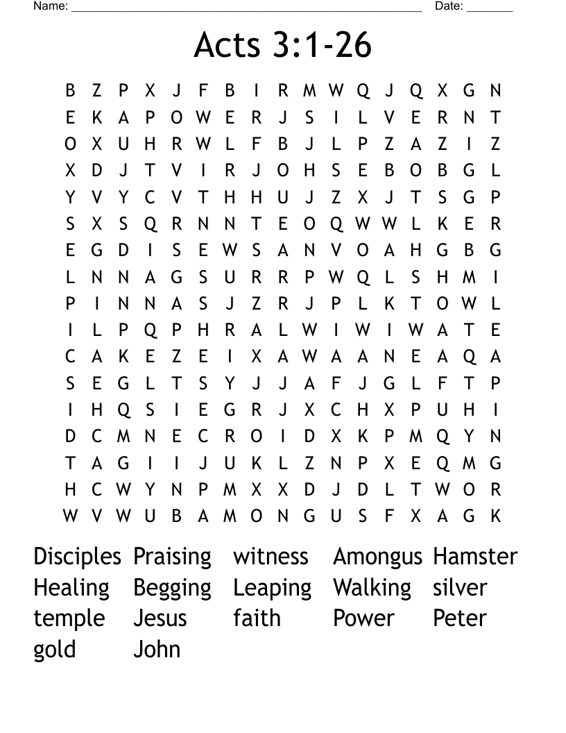 Acts 3:1-26 Word Search