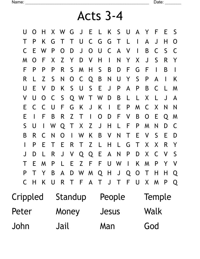 Acts 3-4 Word Search