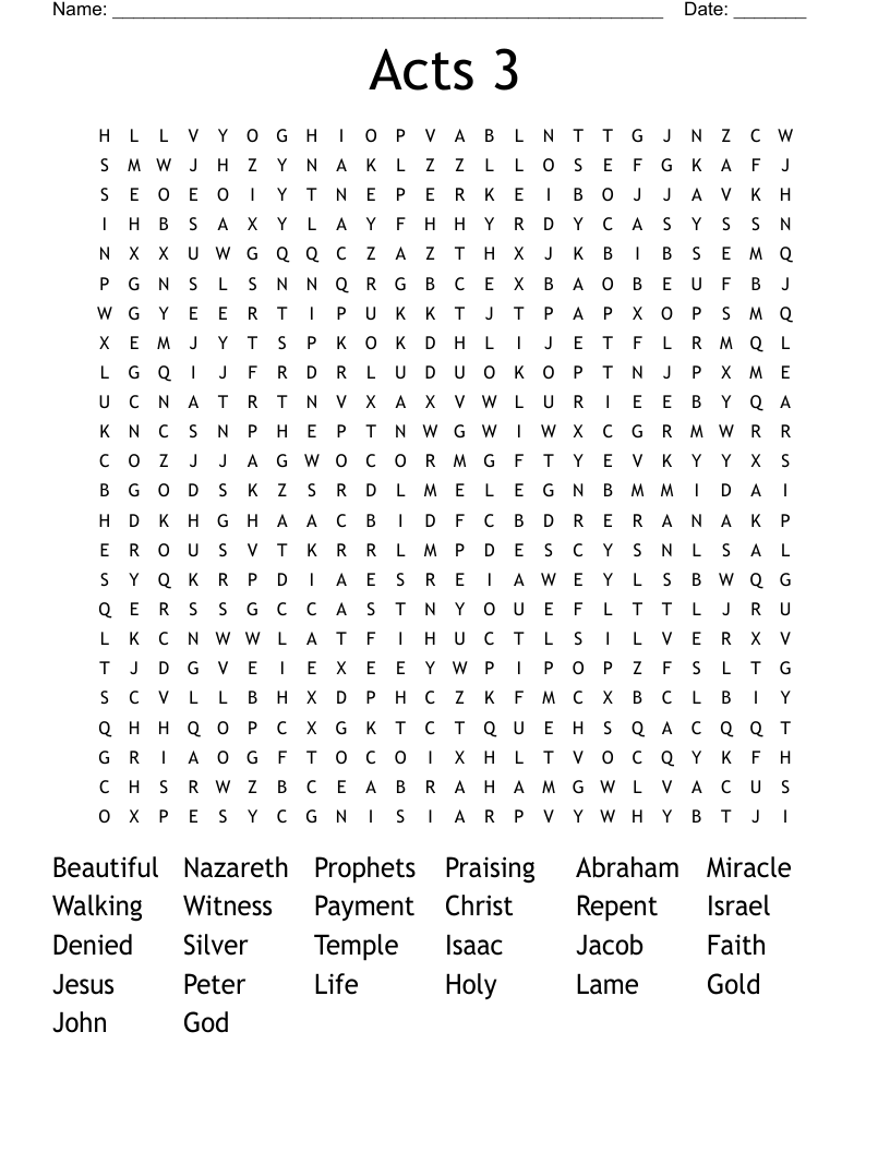 Acts 3 Word Search