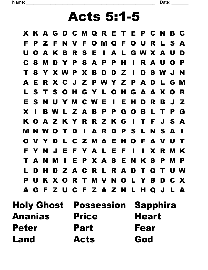 Acts 5:1-5 Word Search