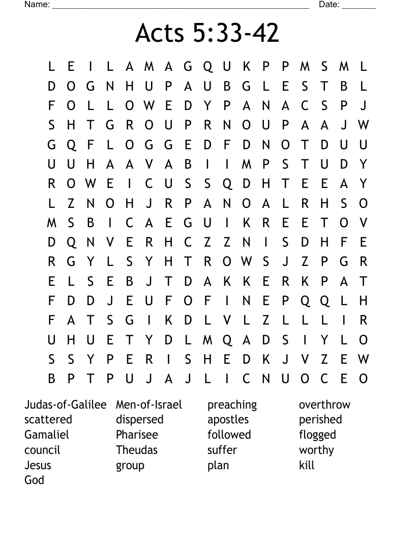 Acts 5:33-42 Word Search