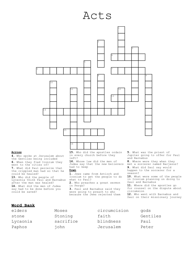 Acts Crossword