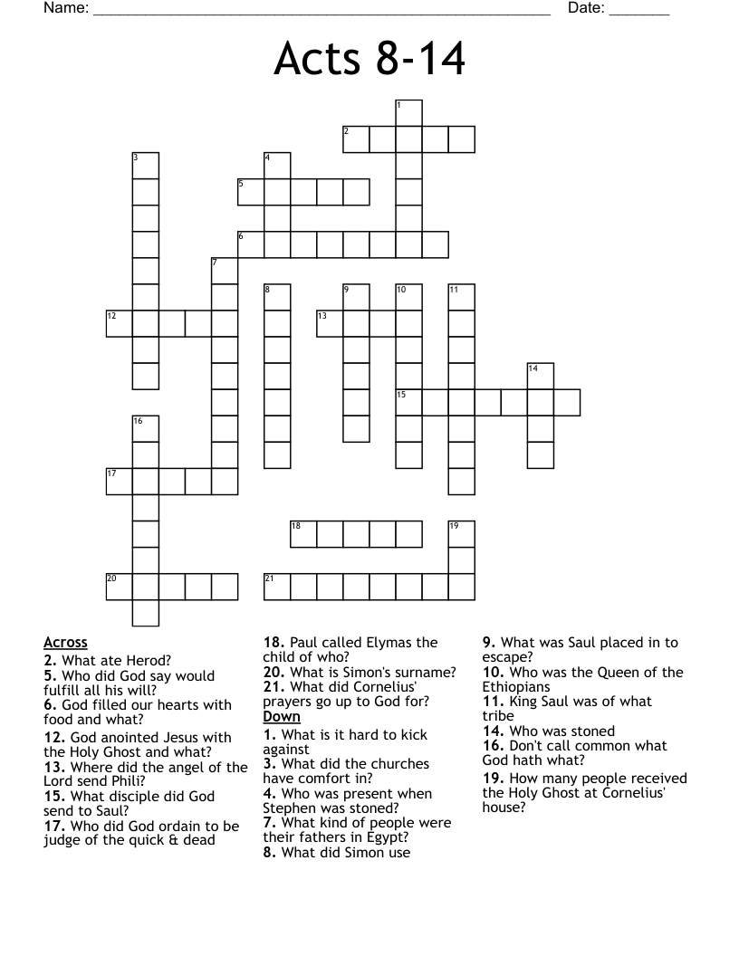 Acts 8-14 Crossword