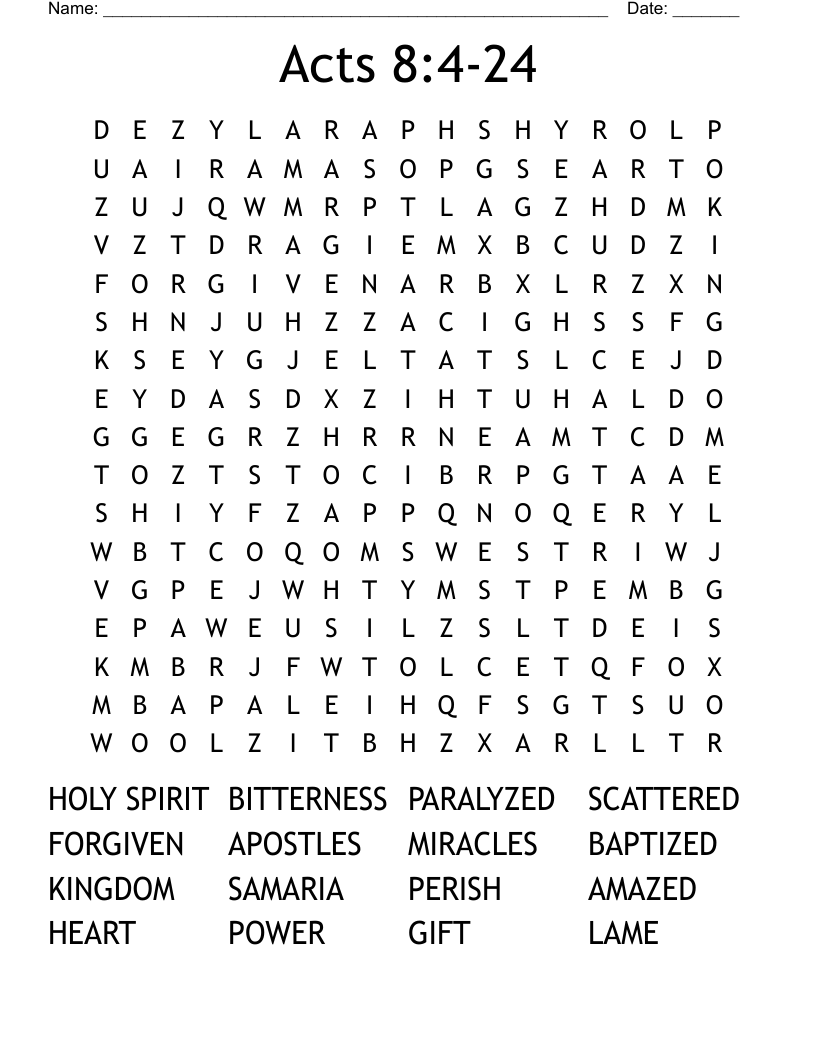 Acts 8:4-24 Word Search