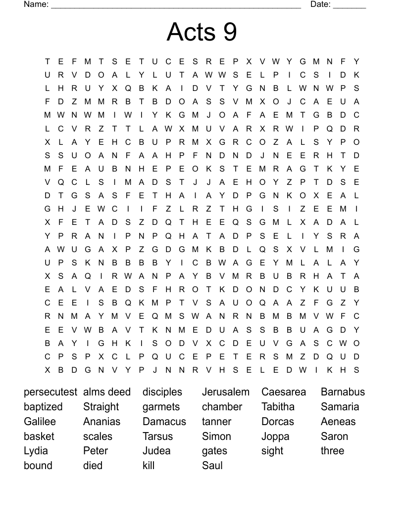 Acts 9 Word Search