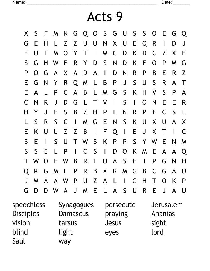 Acts 9 Word Search
