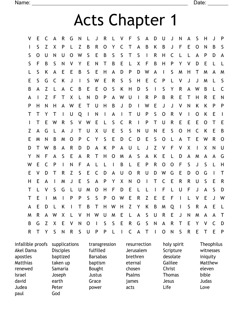 Acts Chapter 1 Word Search