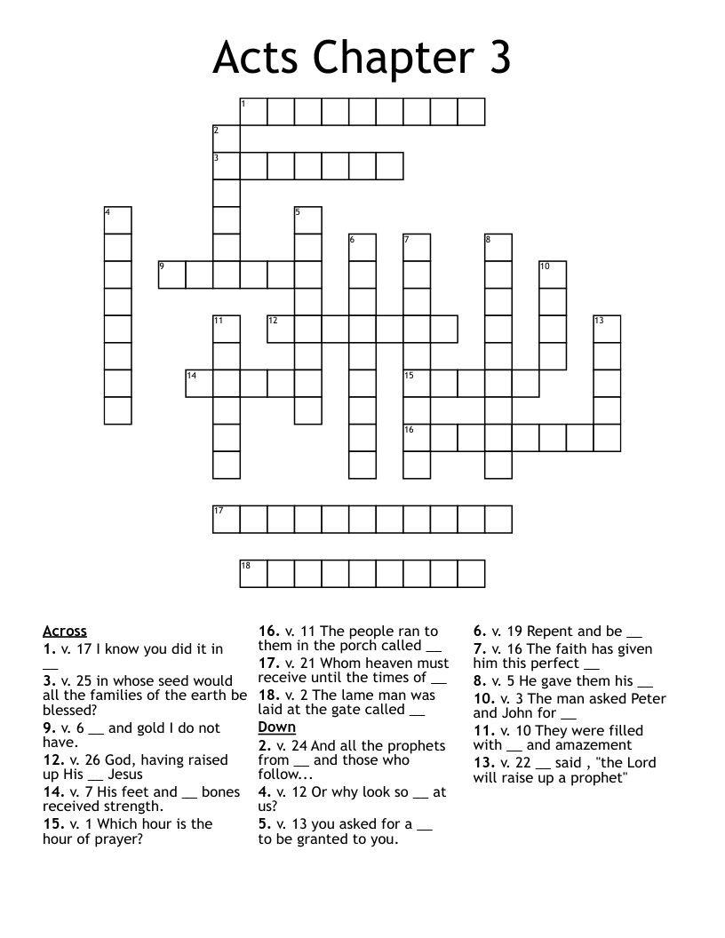 Acts Chapter 3 Crossword