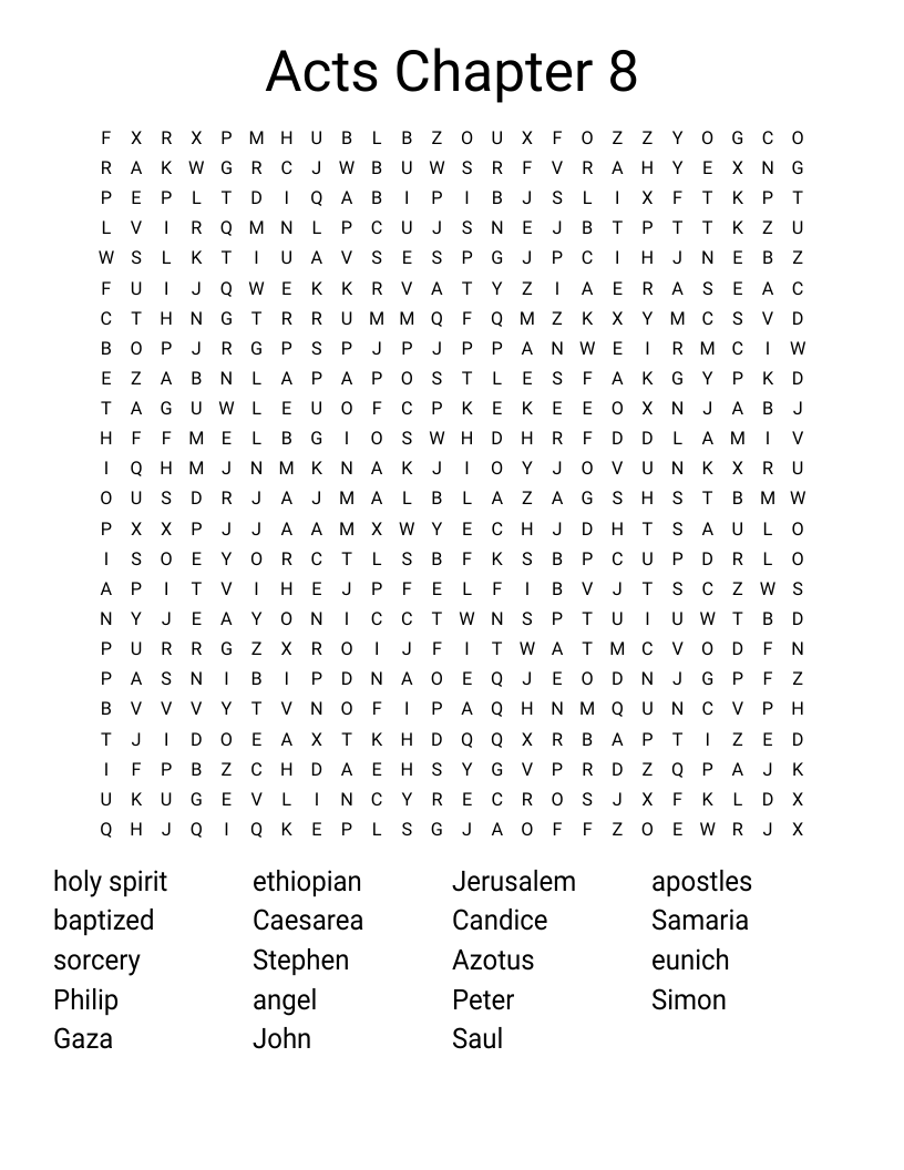 Acts Chapter 8 Word Search