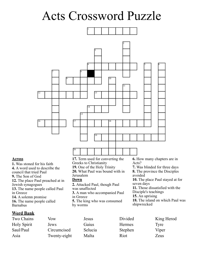 Acts Crossword Puzzle 