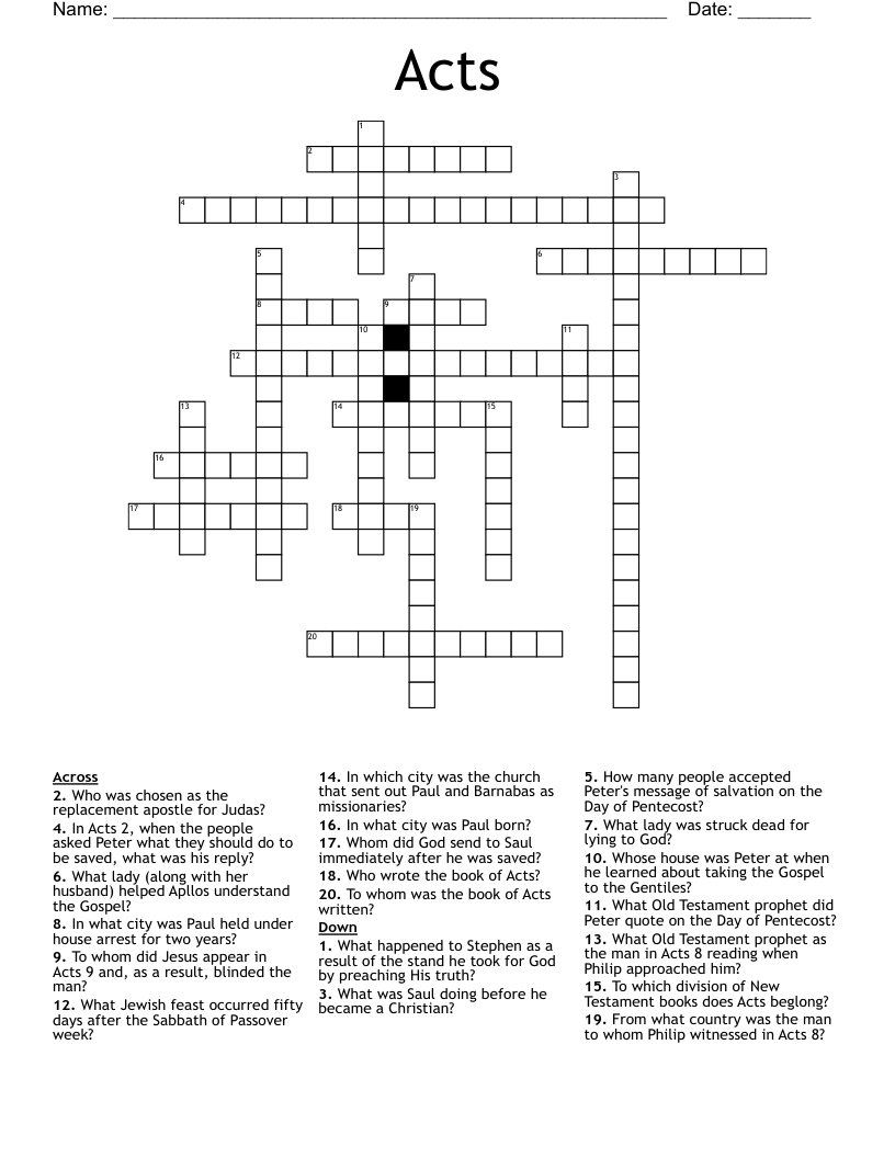Acts  Crossword
