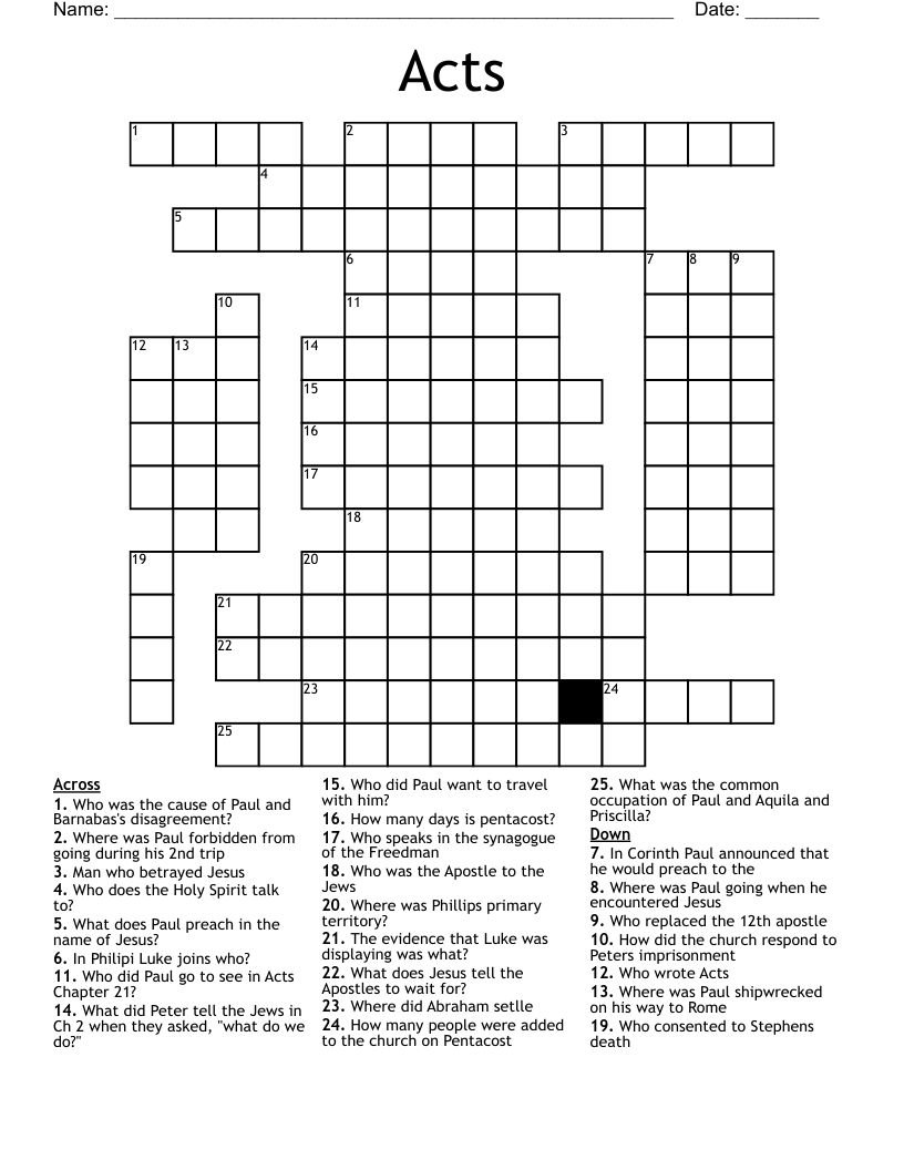 Acts  Crossword
