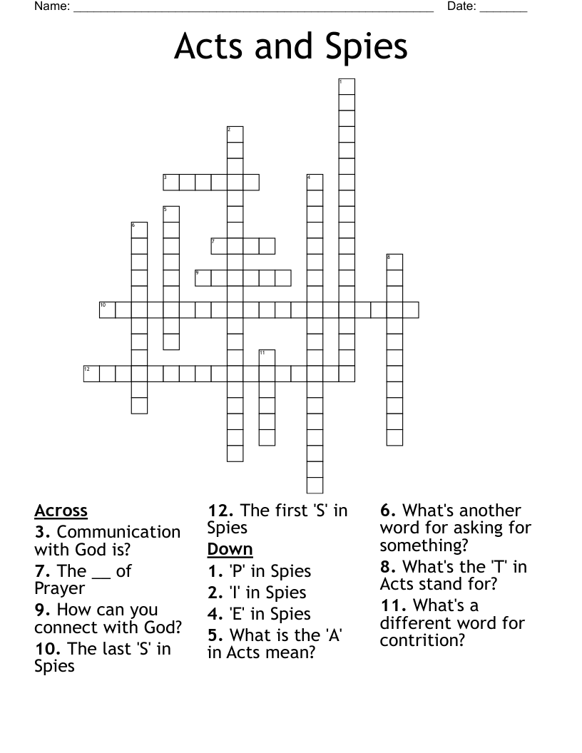 Acts and Spies Crossword