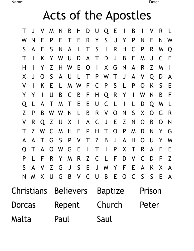 Acts of the Apostles Word Search