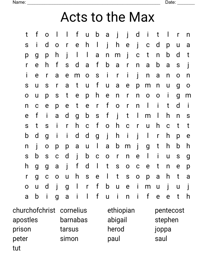 Acts to the Max Word Search