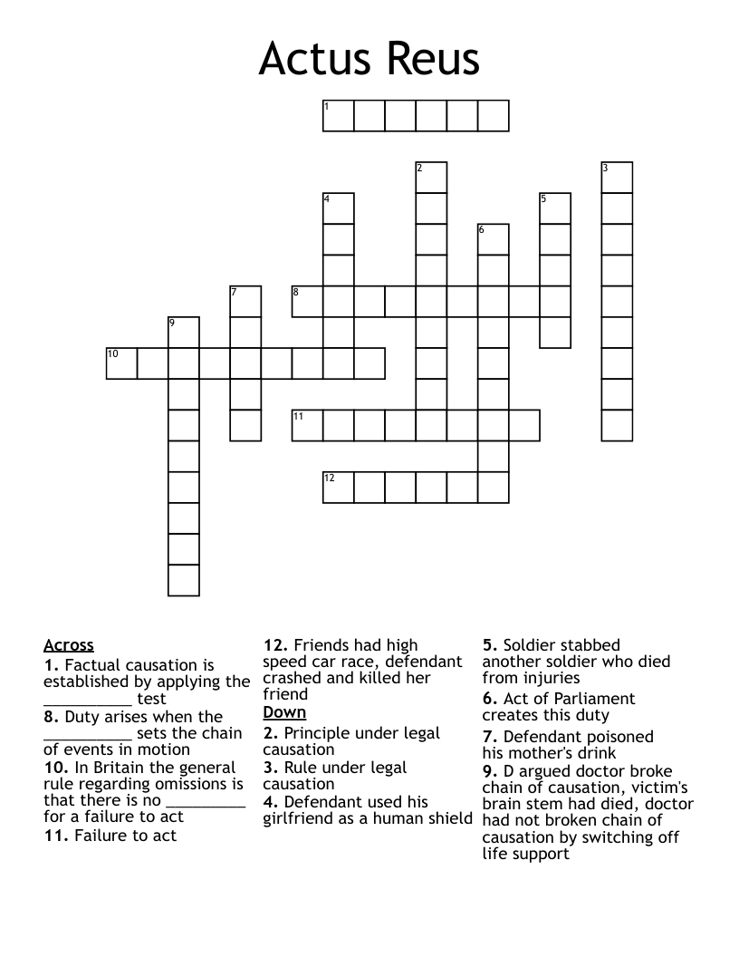 Actus Reus  Crossword