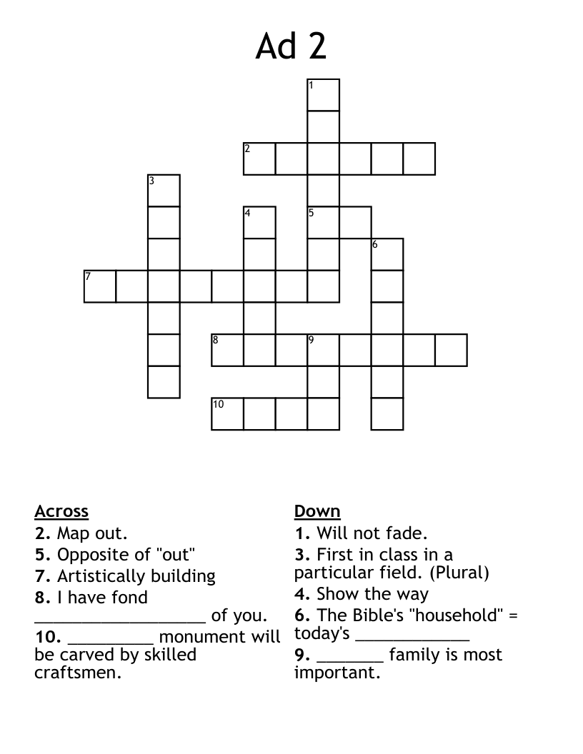Ad 2 Crossword