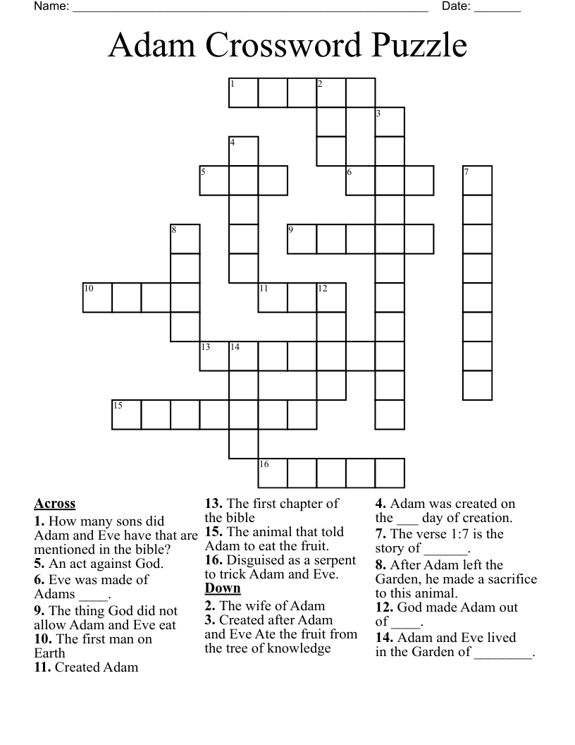 Adam Crossword Puzzle