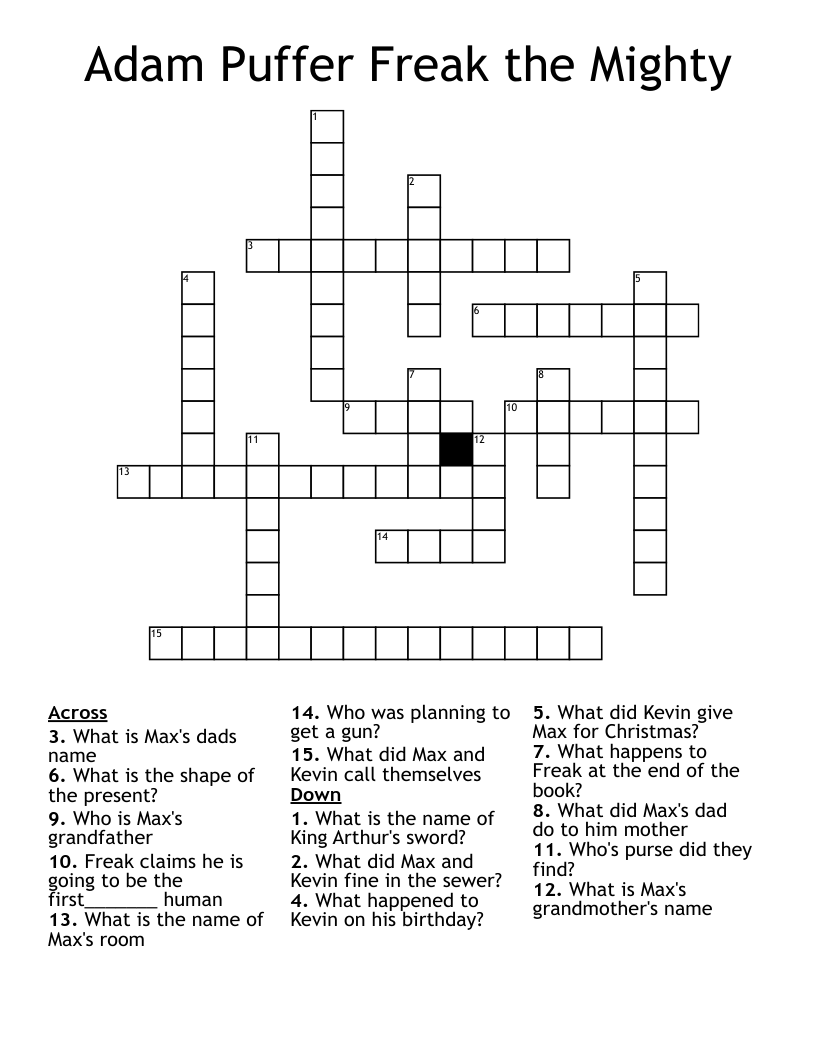 Adam Puffer Freak the Mighty Crossword