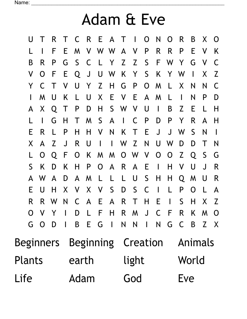 Adam & Eve Word Search