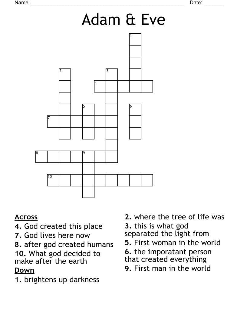 Adam & Eve Crossword