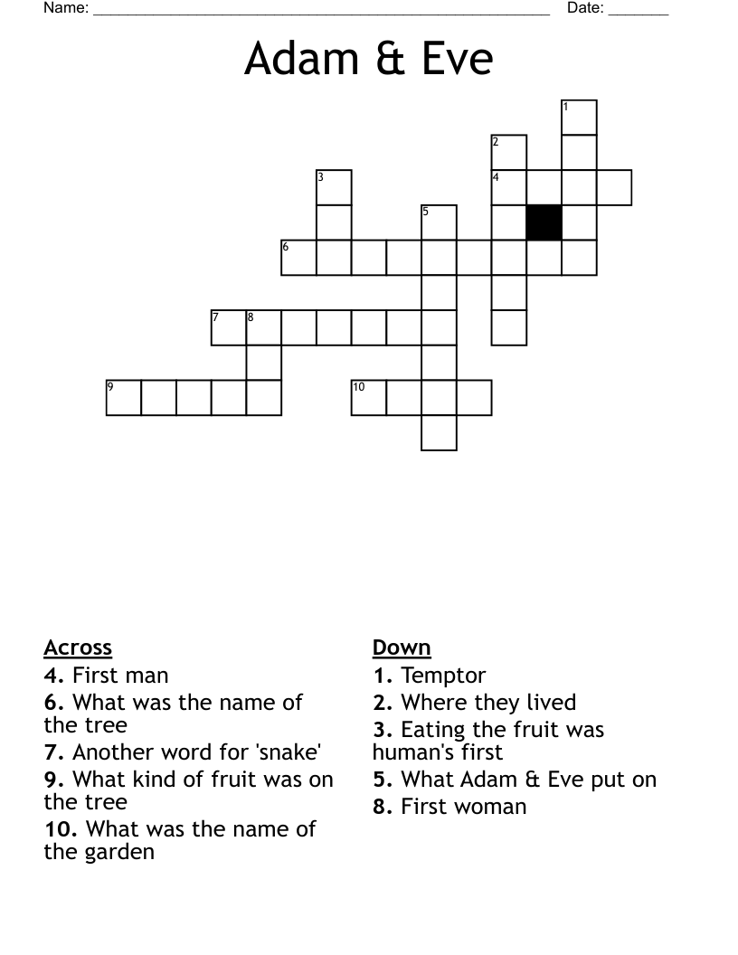 Adam & Eve Crossword