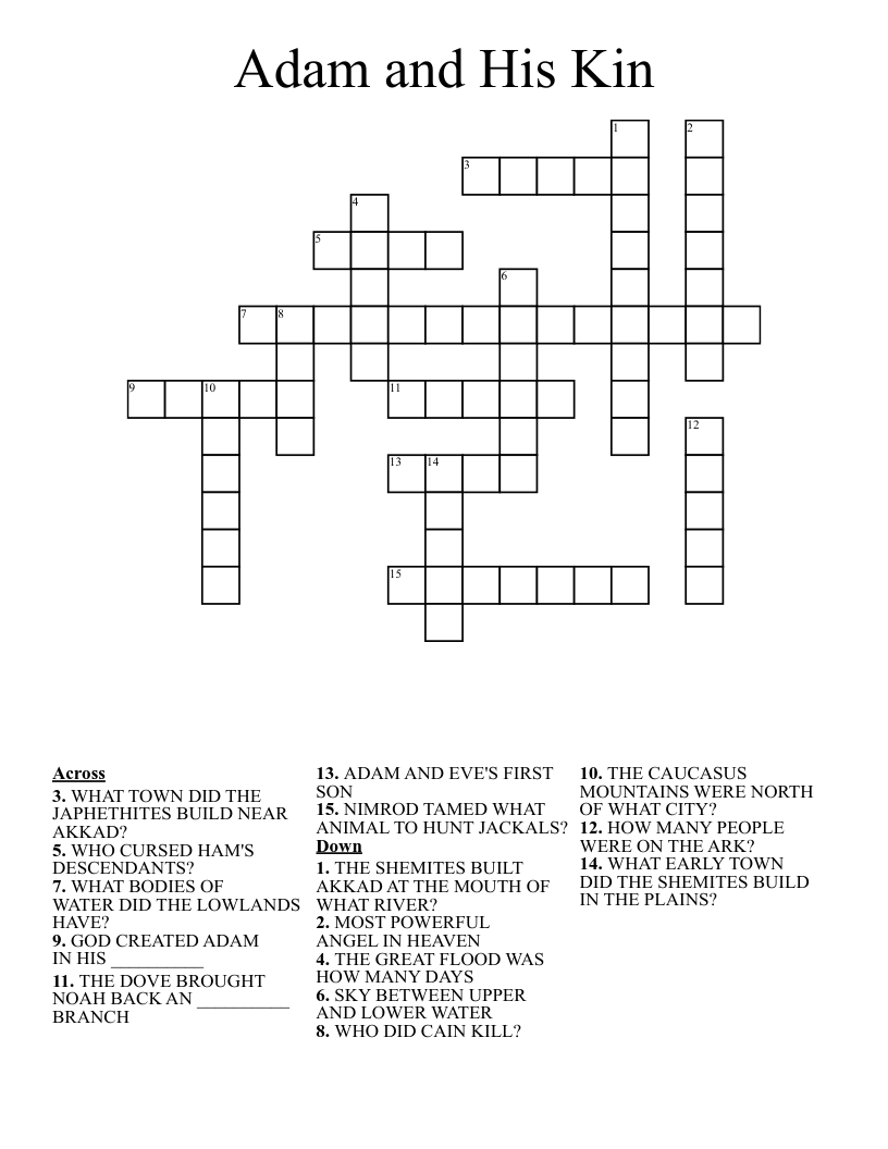 Adam and His Kin Crossword