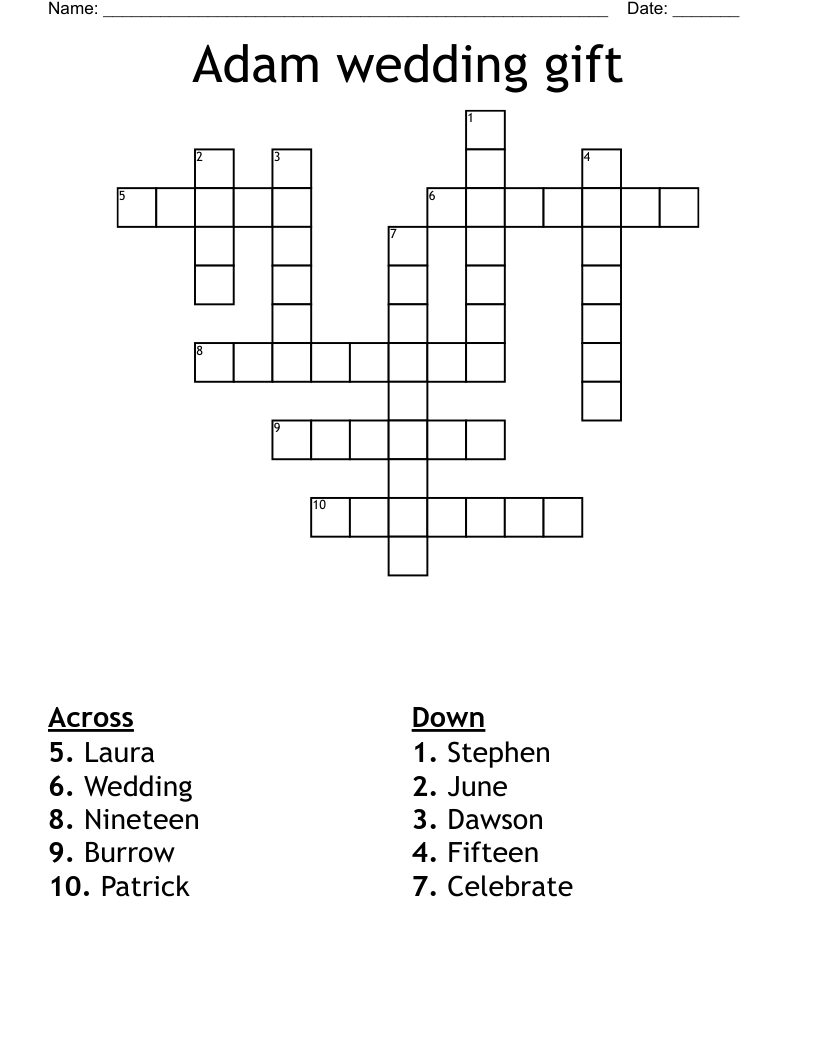Adam wedding gift Crossword