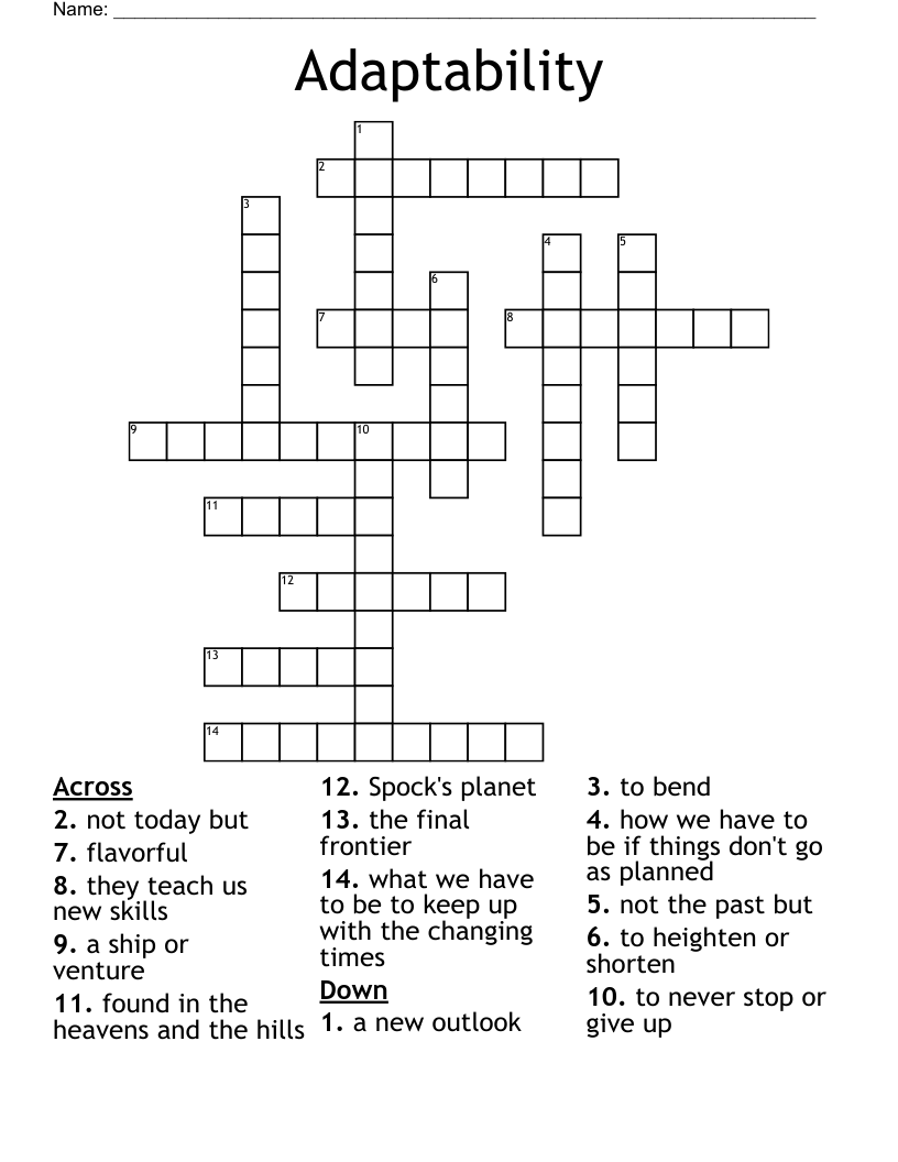 Adaptability  Crossword