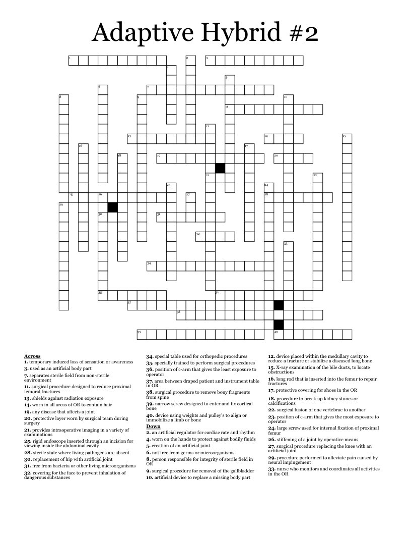 Adaptive Hybrid #2 Crossword