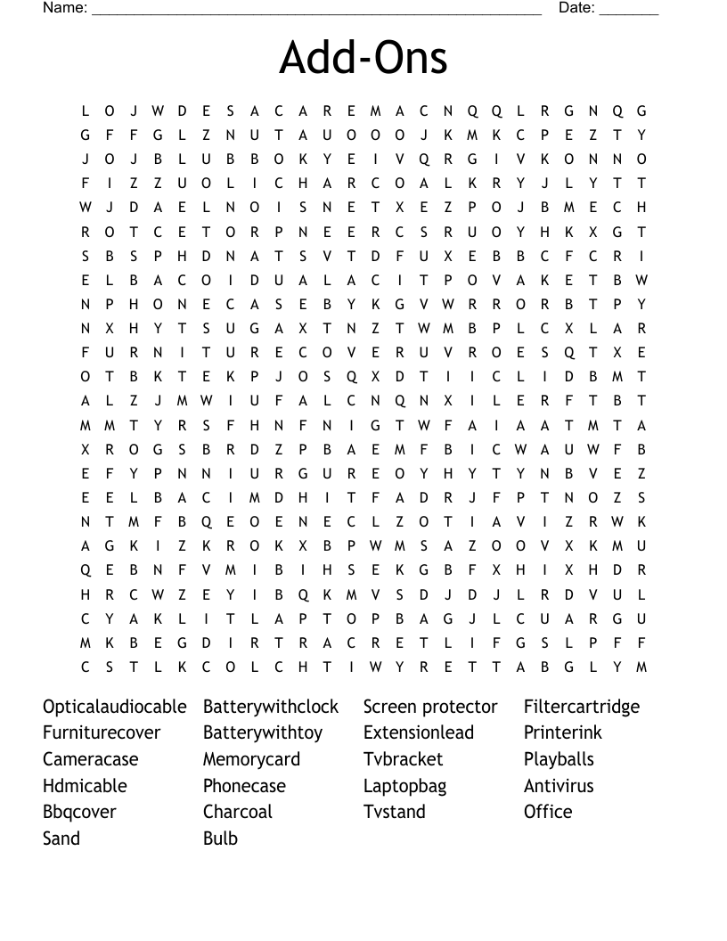 Add-Ons Word Search