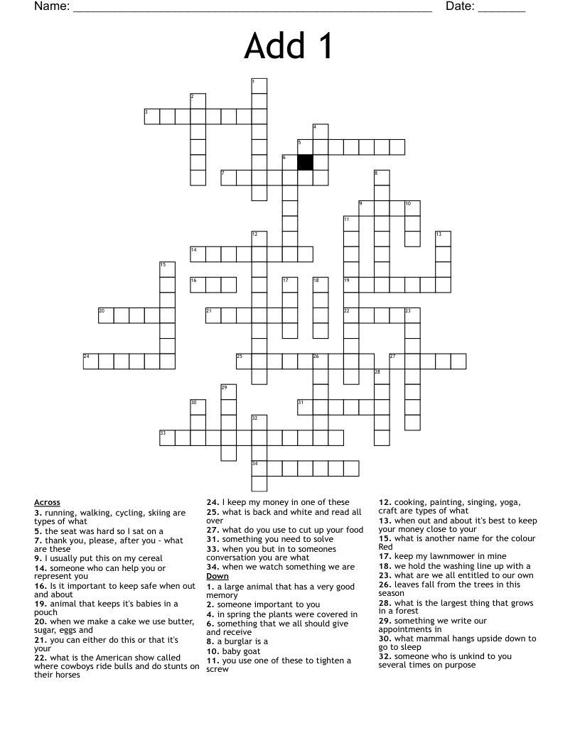 Add 1 Crossword