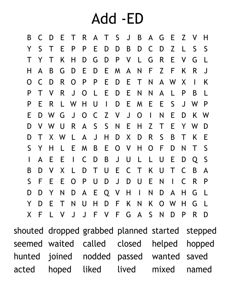 Add -ED Word Search