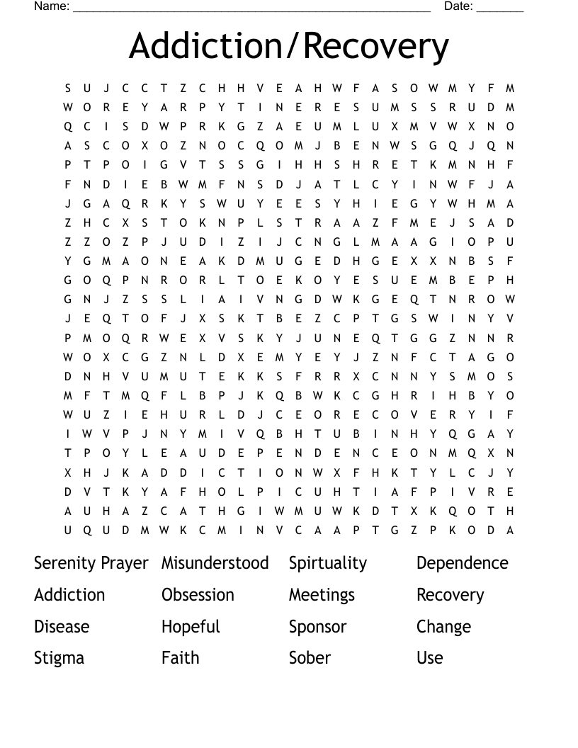 Addiction/Recovery Word Search