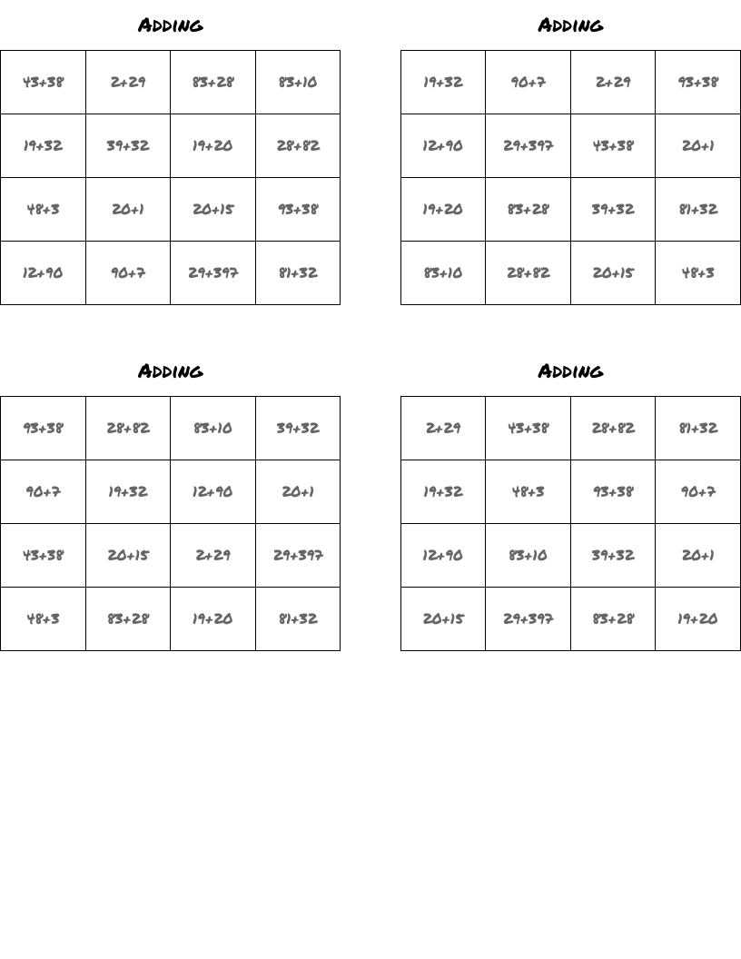 Adding Bingo Cards