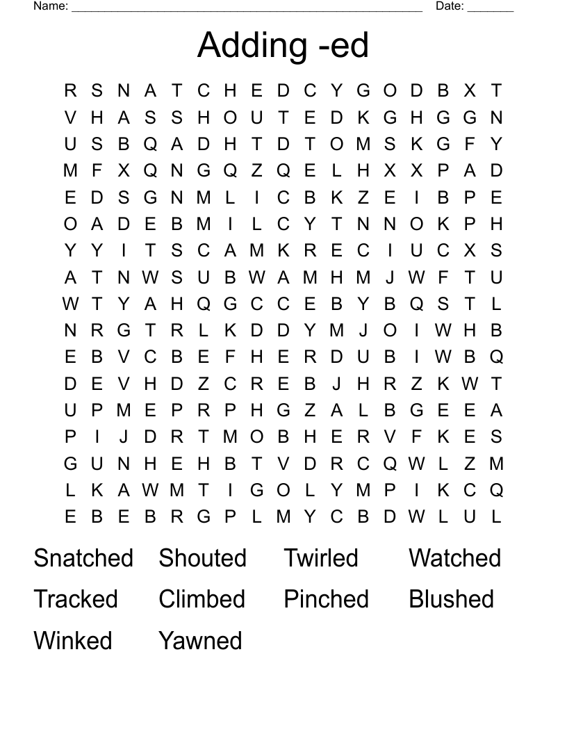 Adding -ed Word Search