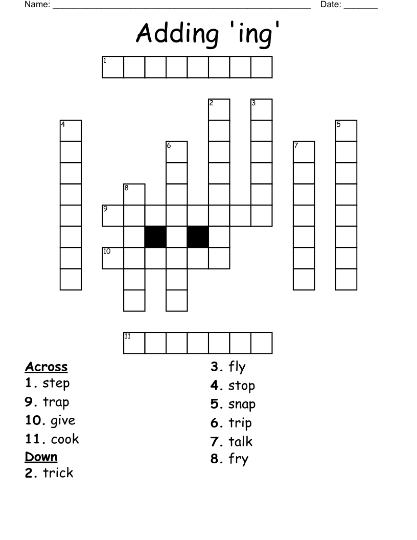 Adding 'ing' Crossword